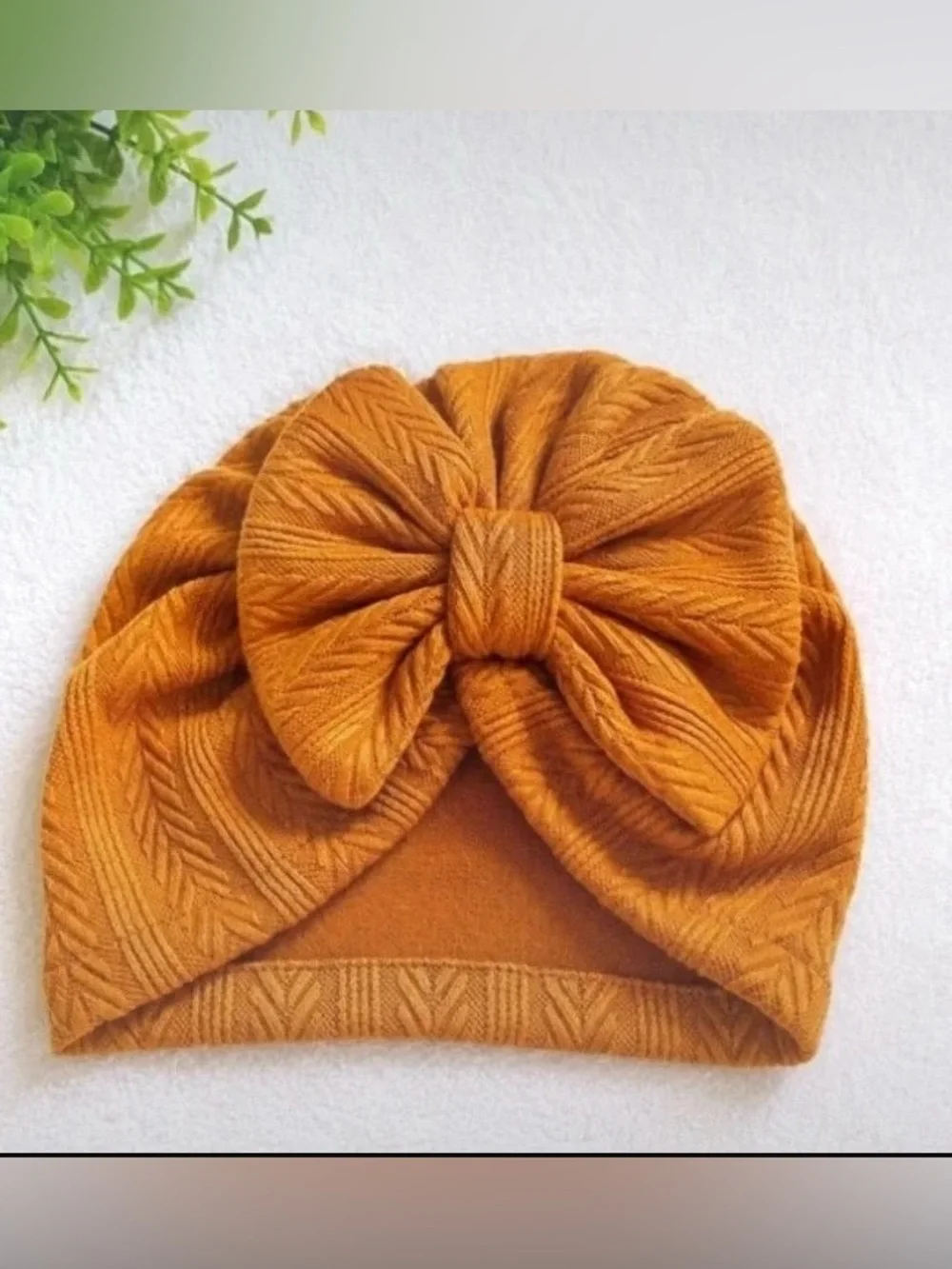 Kids Mustard Bow Turban Hat - Unbranded
